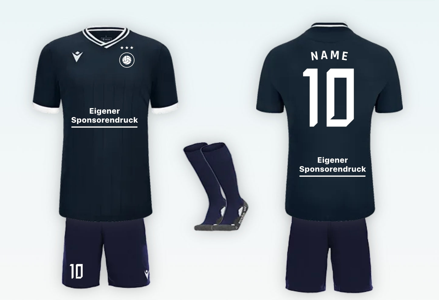 Fußball-Uniform Set – Trikot, Shorts & Stutzen